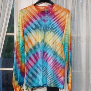 Multi Colored Tiedye.Gildan Blue‎ and Orange Long Sleeve Tees. Mens Sz.S
